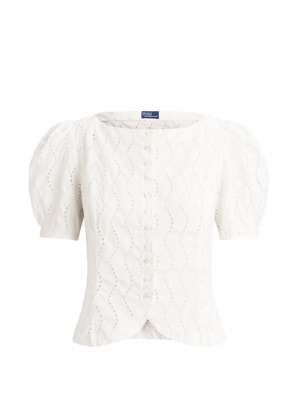 Polo Ralph Lauren broderie-anglaise puff-sleeve shirt - Bianco