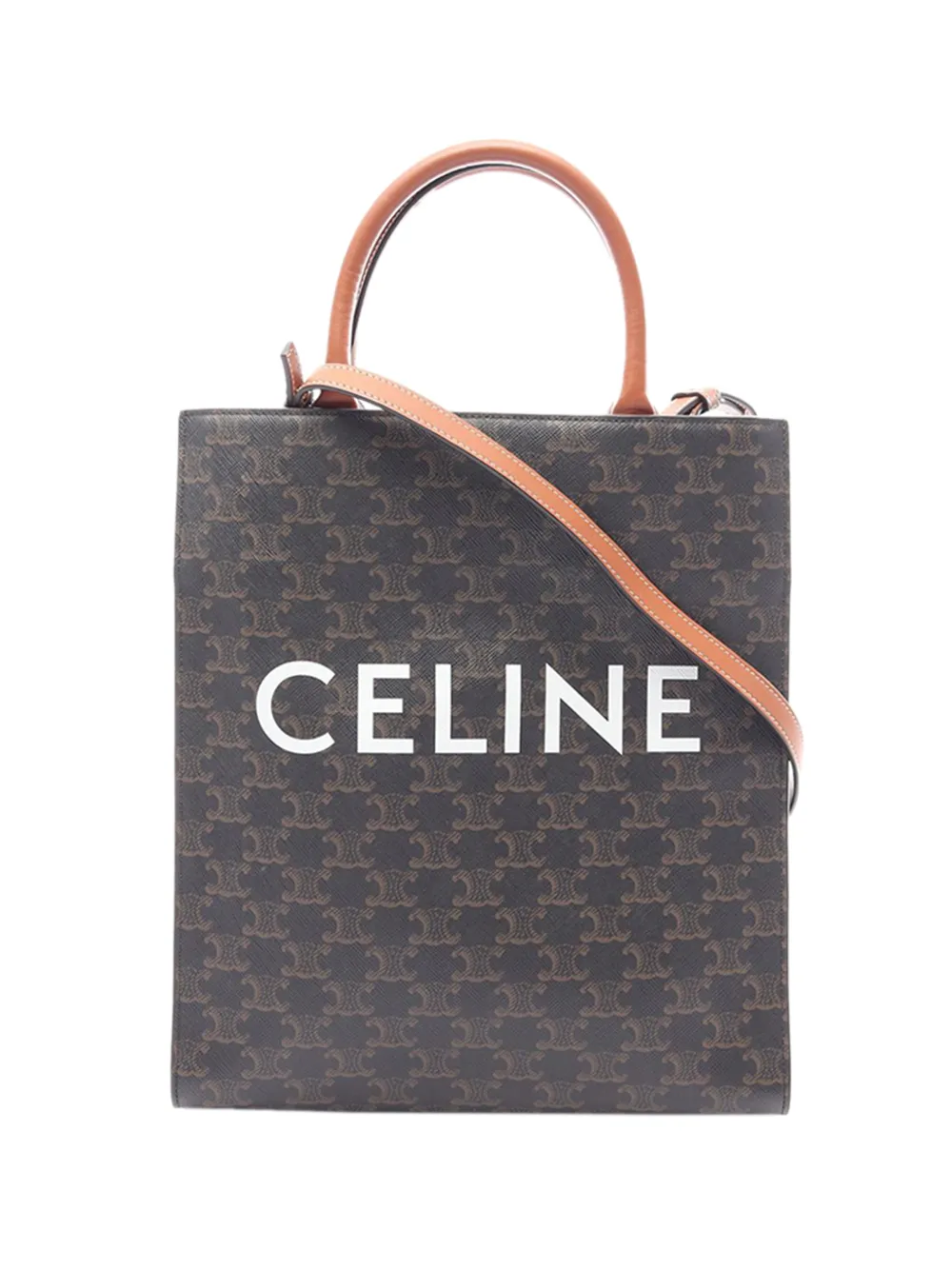 Celine Pre-Owned 2010-2026 Small Triomphe Coated Canvas Vertical Cabas Tote satchel - Marrone