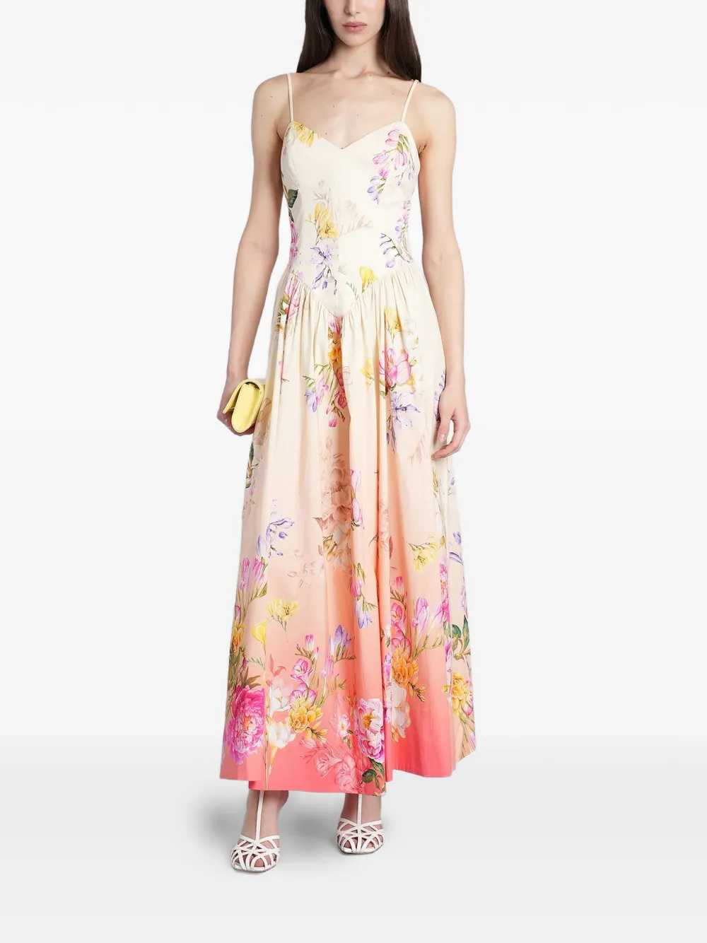 Hemant And Nandita floral-print flared maxi dress - Toni neutri