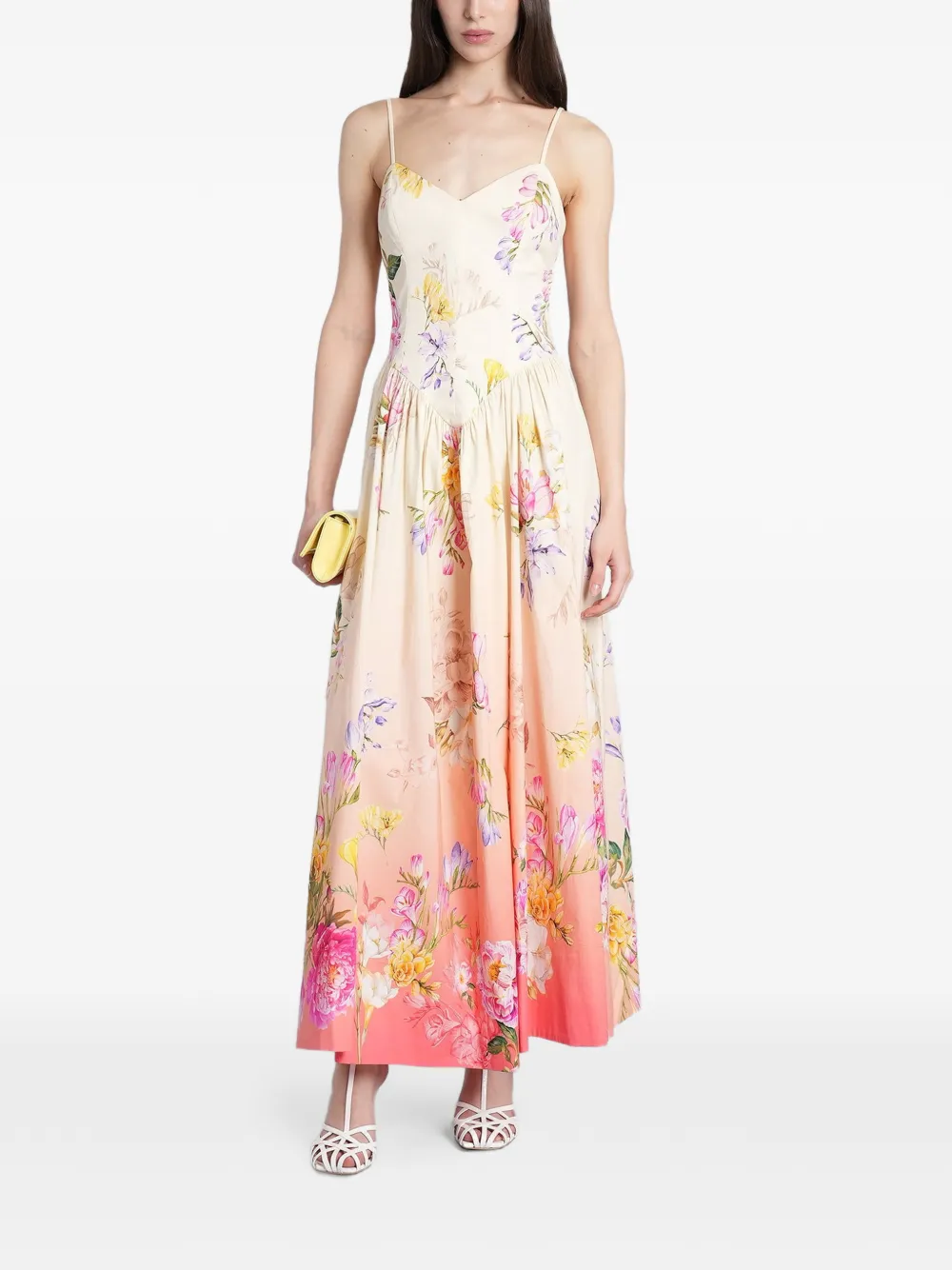 Hemant And Nandita floral-print flared maxi dress - Toni neutri