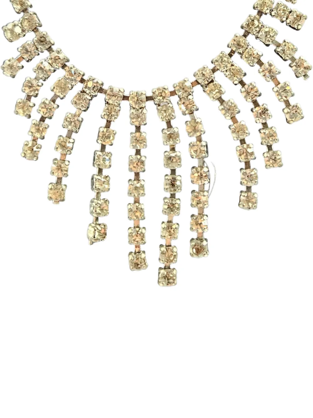 Madison rhinestone-embellished fringe necklace - Argento