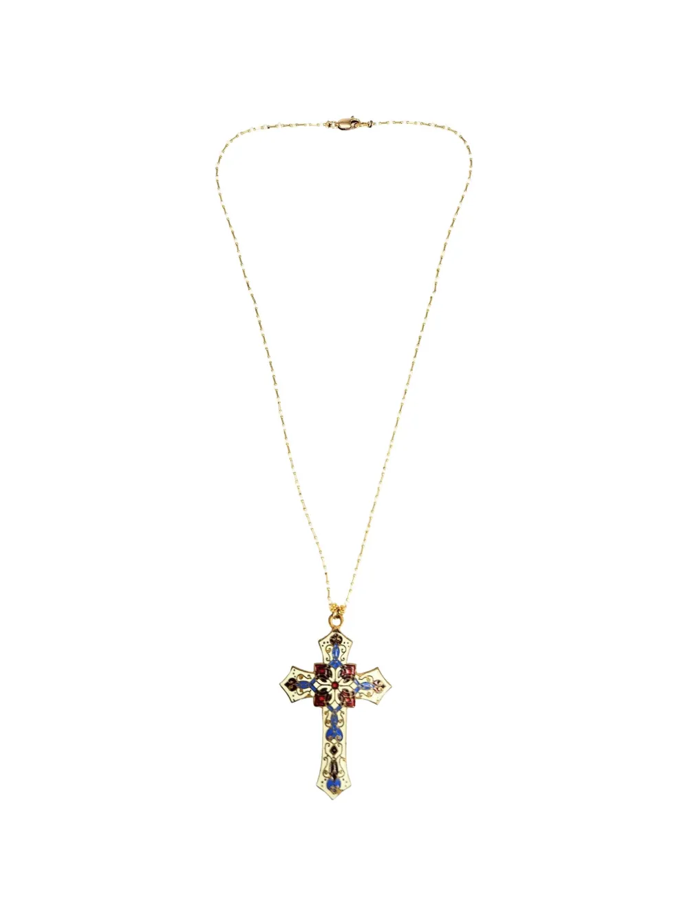 Madison enamel cross pendant necklace - Gold