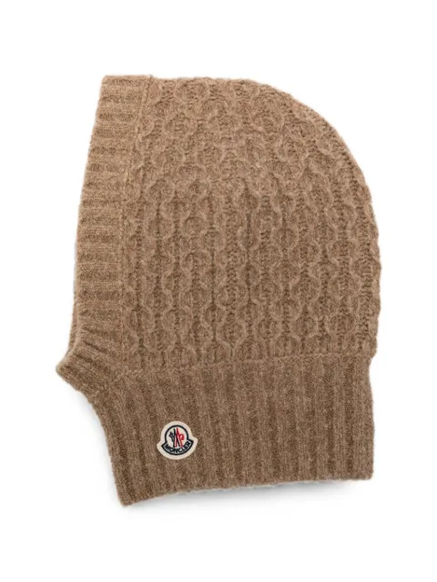 Moncler Enfant cable-knit logo-patch balaclava