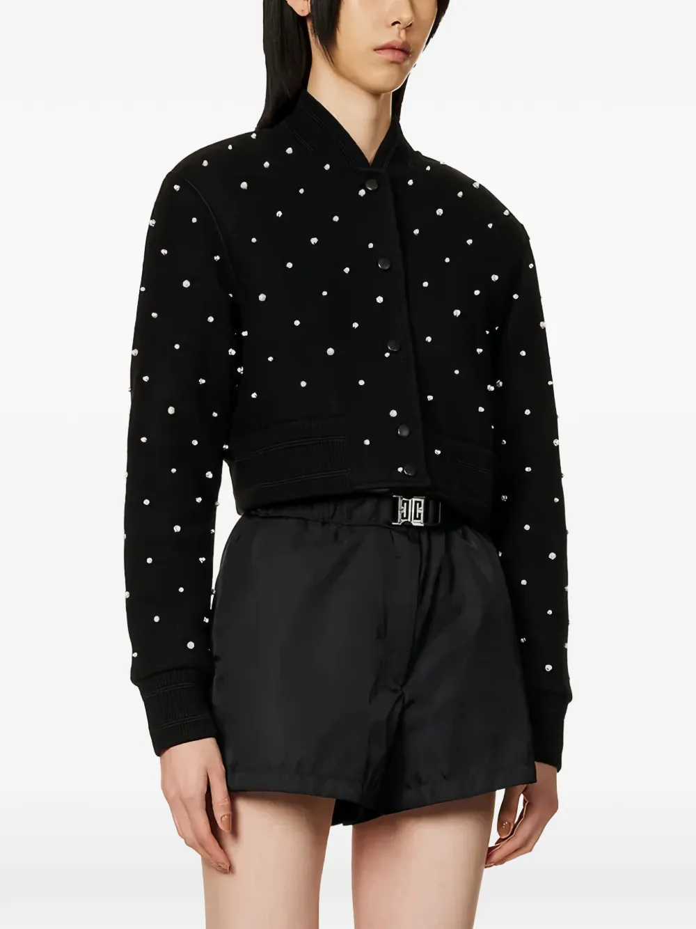 Givenchy Varsity crêpe en satijnen jack met kristallen Zwart