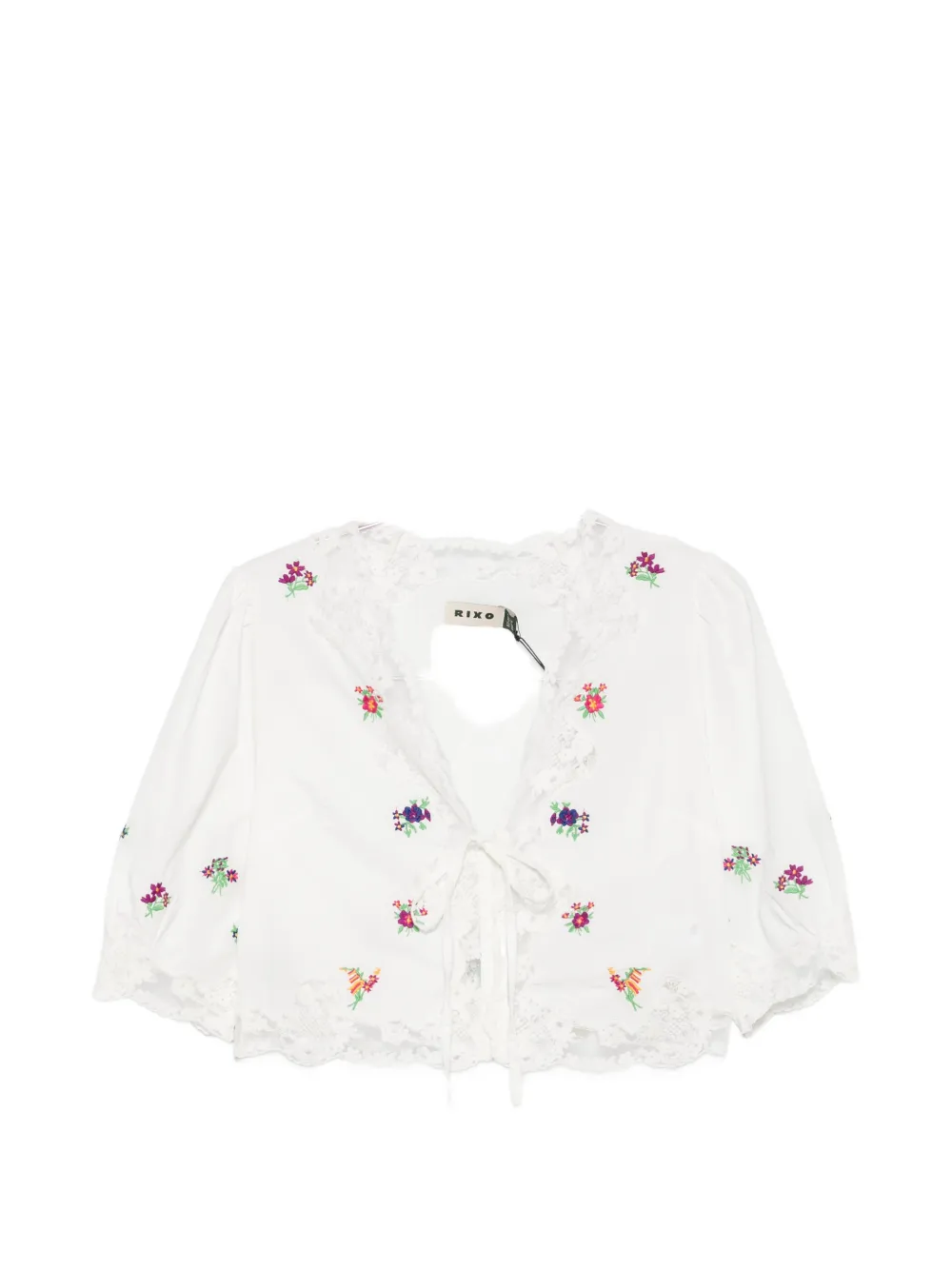 Rixo Ursula embroidered lace-trim top - Bianco