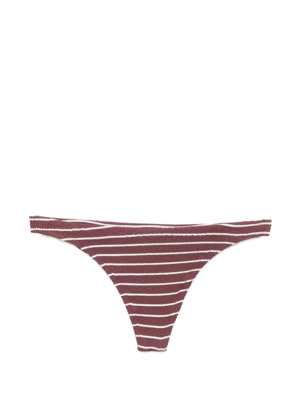 Mc2 Saint Barth Naomi Striped Crinkle-finish Bikini Bottoms In Brown