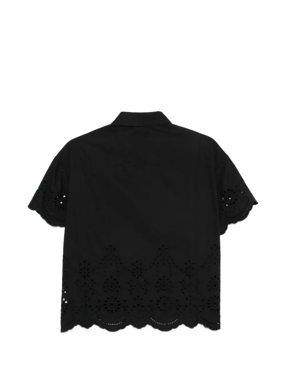 MC2 Saint Barth Clementine broderie anglaise gewelfde blouse Zwart