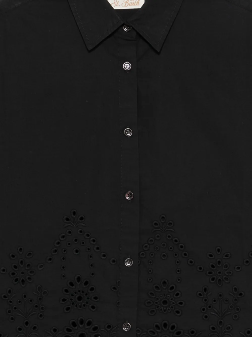 MC2 Saint Barth Clementine broderie anglaise gewelfde blouse Zwart