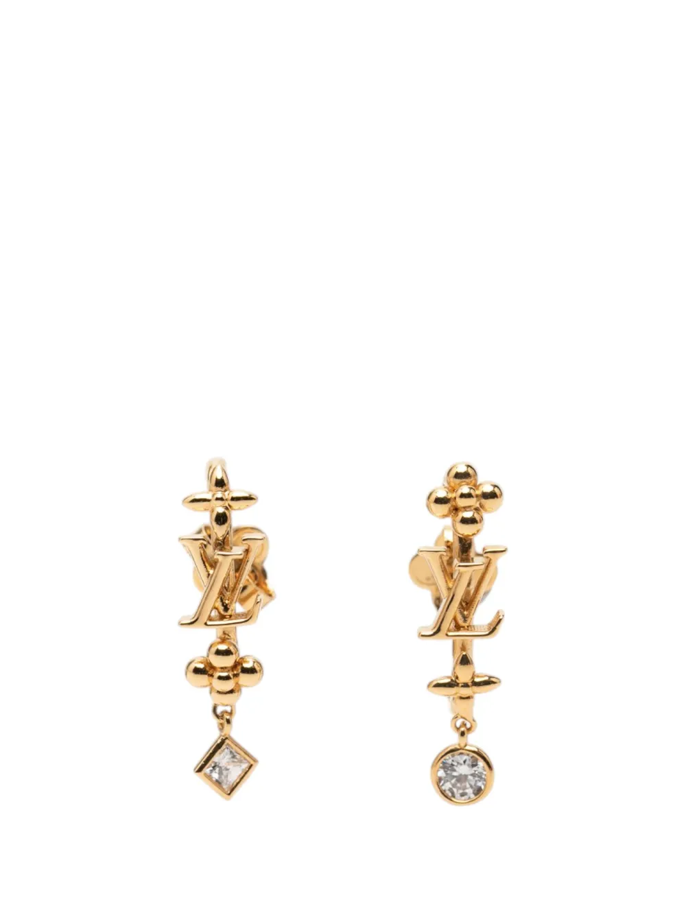 Louis Vuitton Pre-Owned 2023 Gold Plated Strass LV In The Sky Push Back Earrings costume earrings - Oro