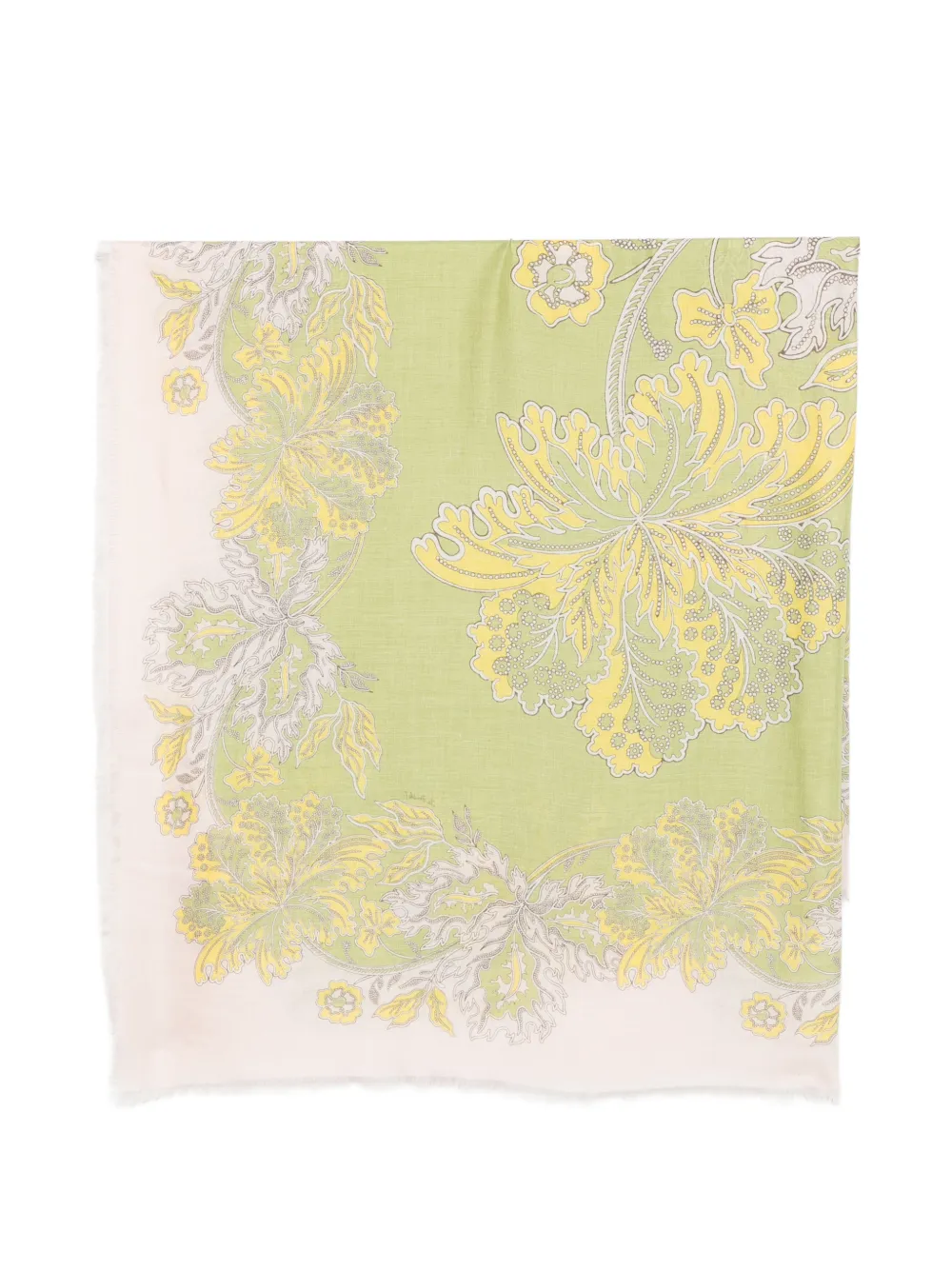 La DoubleJ floral-print frayed-edge scarf - Verde