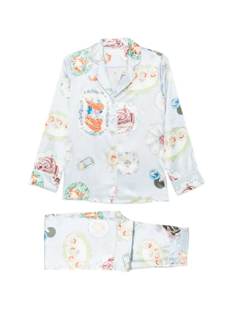 Olivia von Halle graphic-print silk pajamas