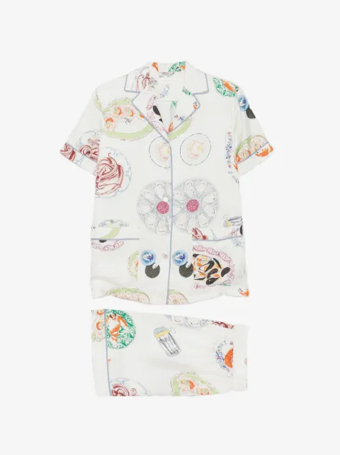 Olivia von Halle Ingo Cordoba seafood-print pajamas