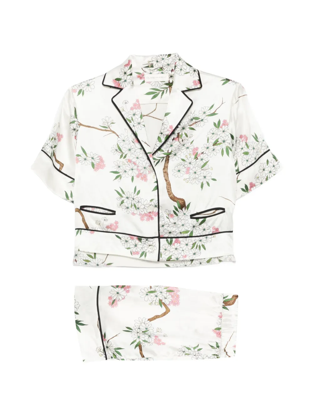 Olivia von Halle Arletta Anaa floral-print pajamas - Weiß