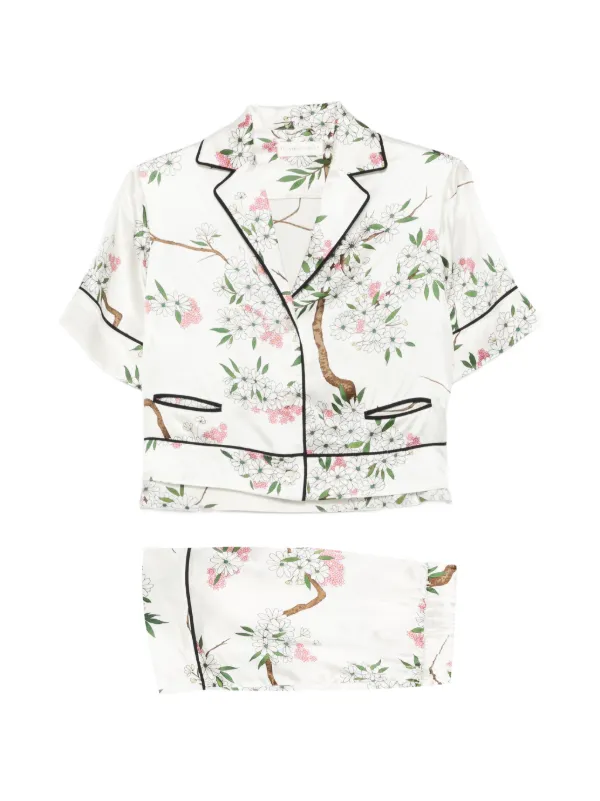 Olivia von Halle Arletta Anaa Floral-print Pajamas in White
