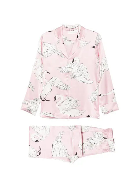 Olivia von Halle Lila Selene swan-print pajamas