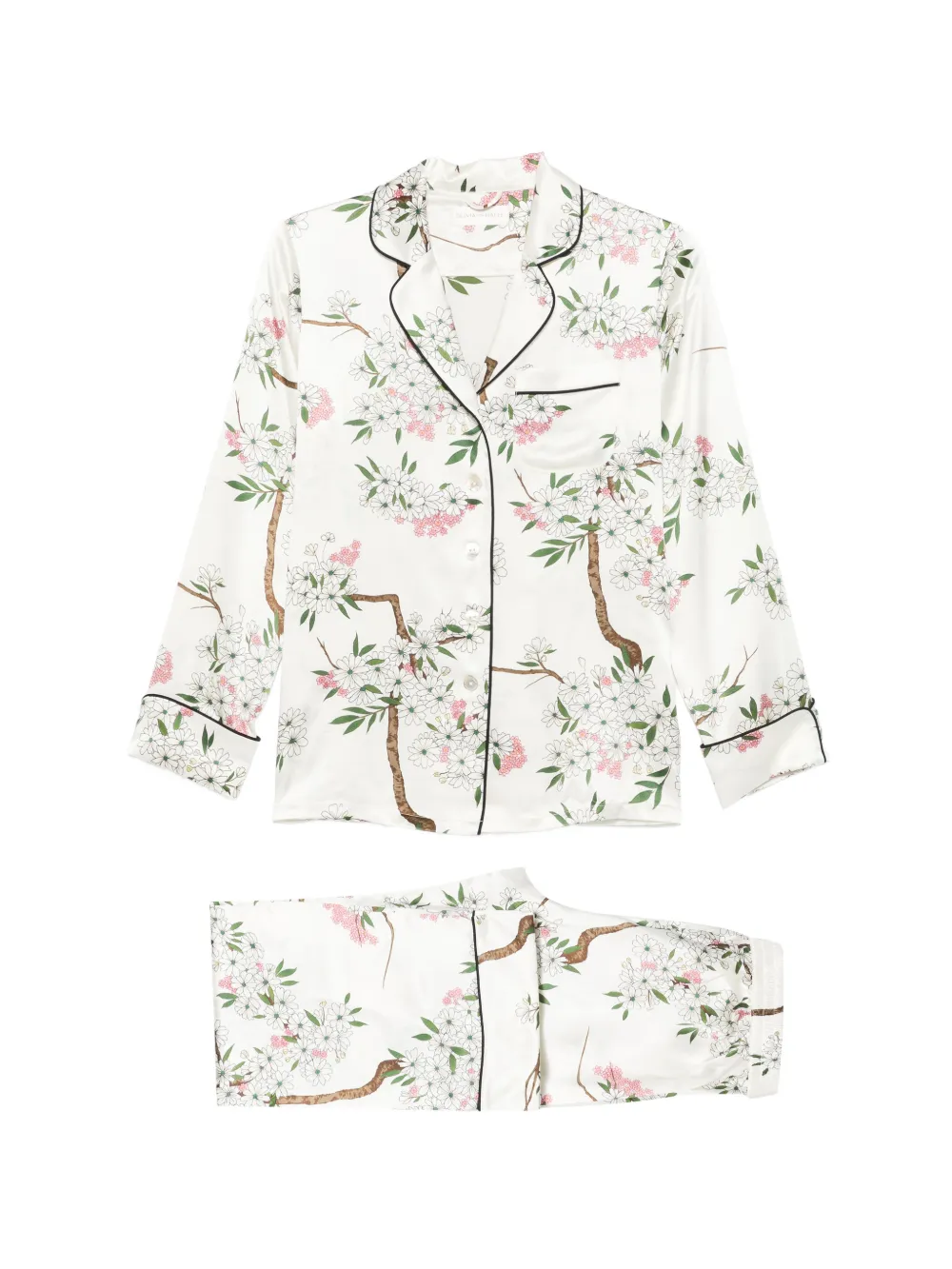Olivia von Halle floral-print silk pajamas - Weiß