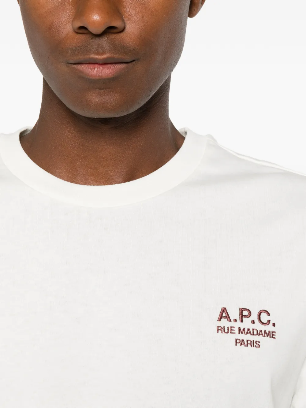 A.P.C. Rue Madame T-shirt met geborduurd logo Beige