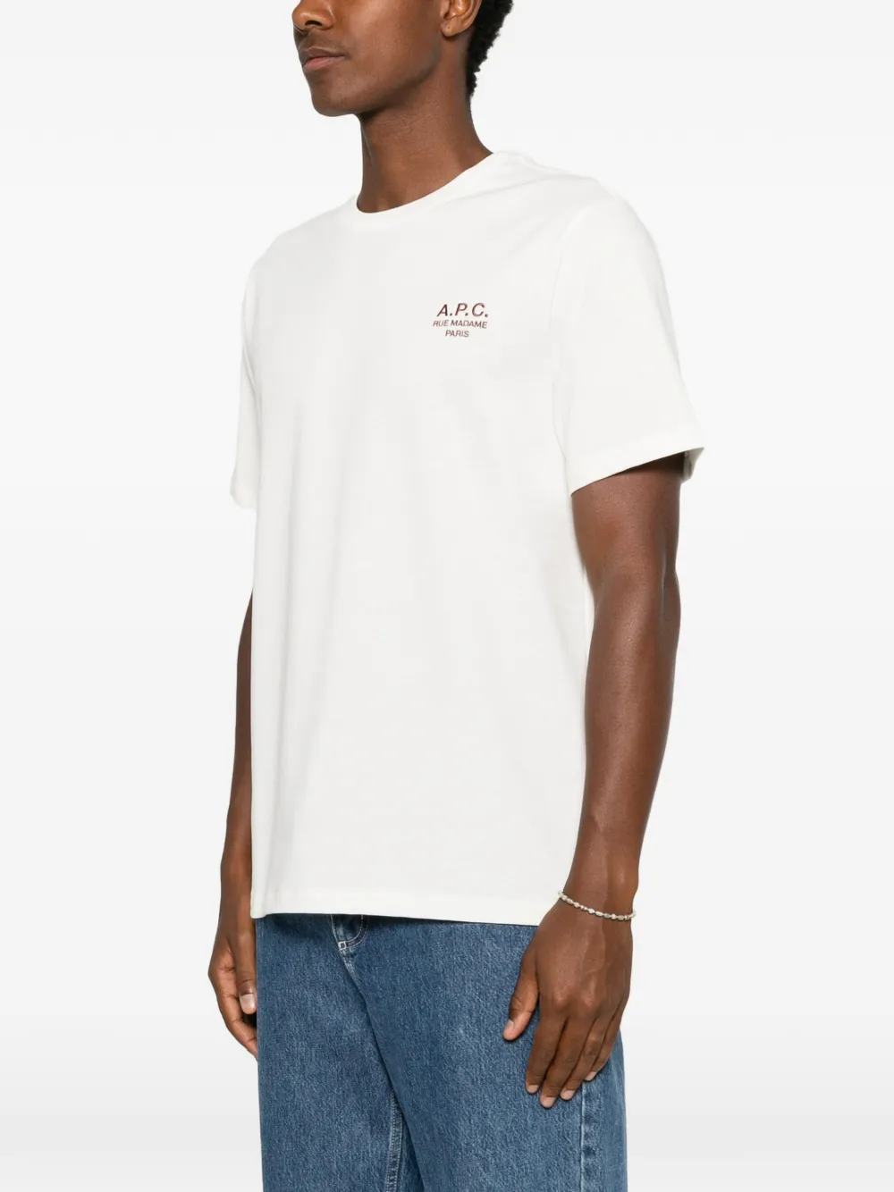 A.P.C. Rue Madame T-shirt met geborduurd logo Beige