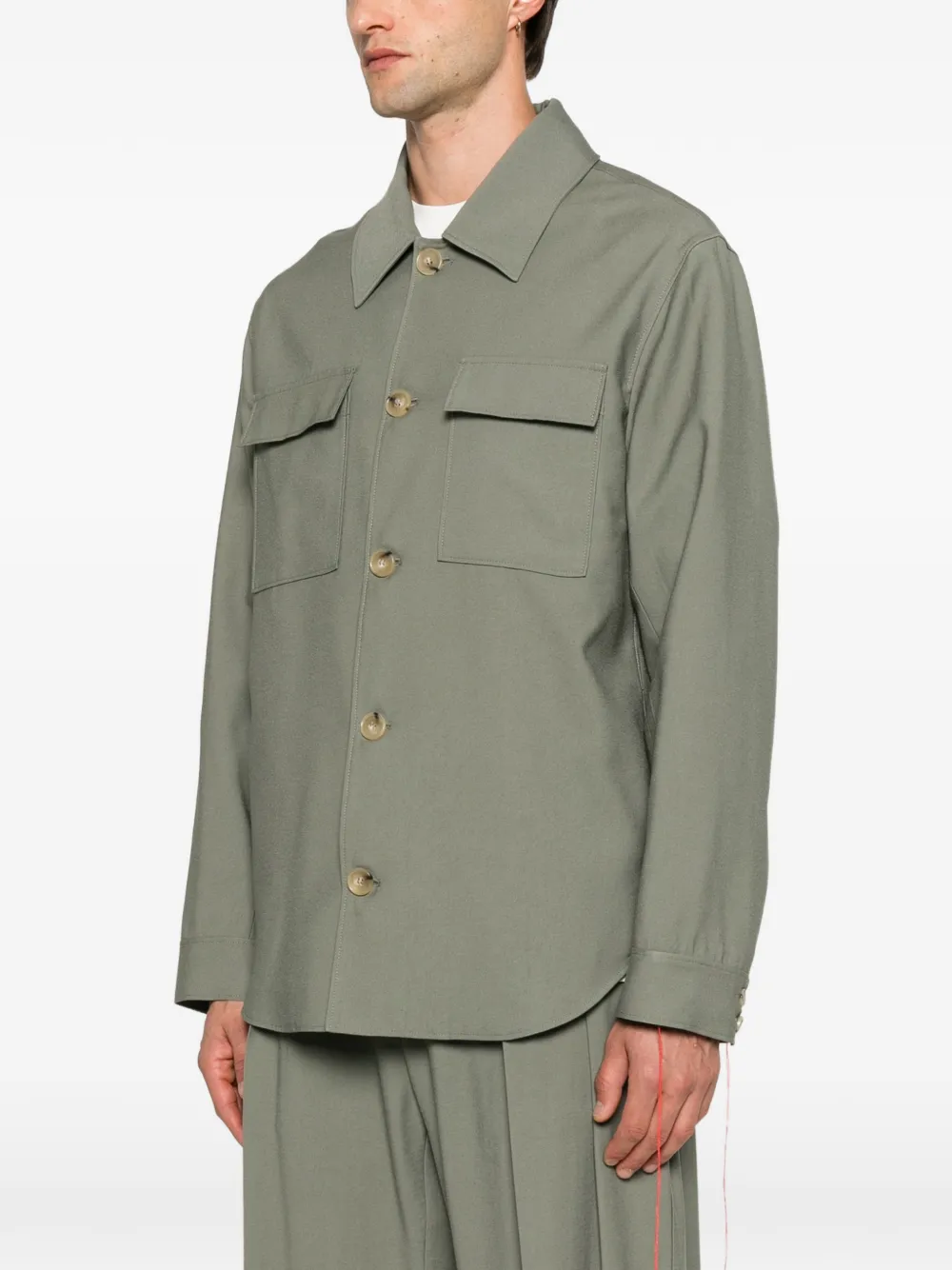 Patrizia Pepe Button-up jack met borstzak Groen