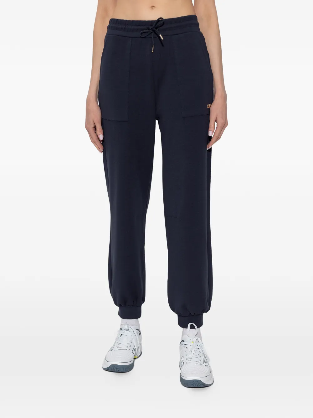 Ea7 Emporio Armani Trainingsbroek met logoplakkaat en trekkoord Blauw