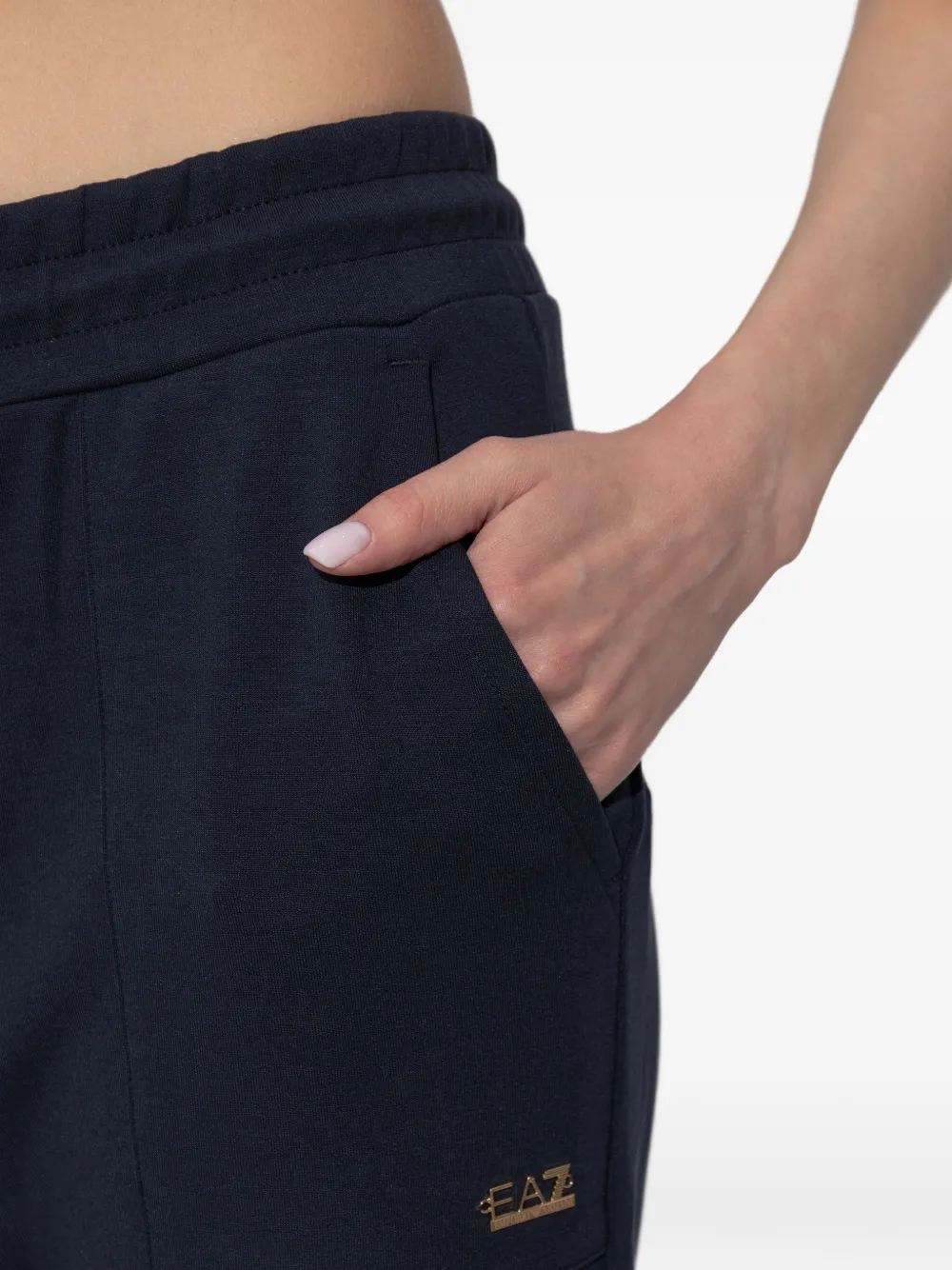 Ea7 Emporio Armani Trainingsbroek met logoplakkaat en trekkoord Blauw