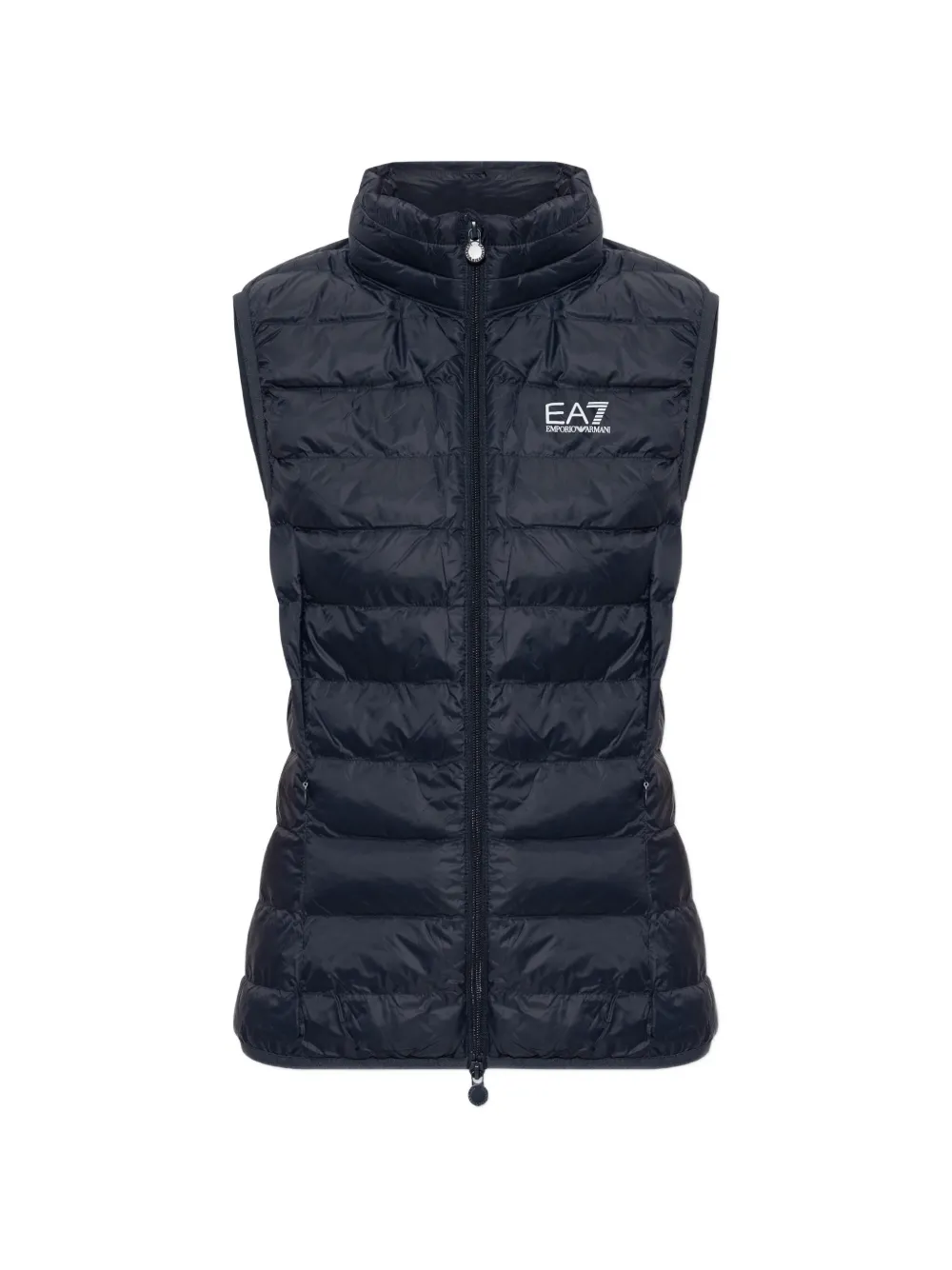 Ea7 Quilted Logo-print Gilet In Blue