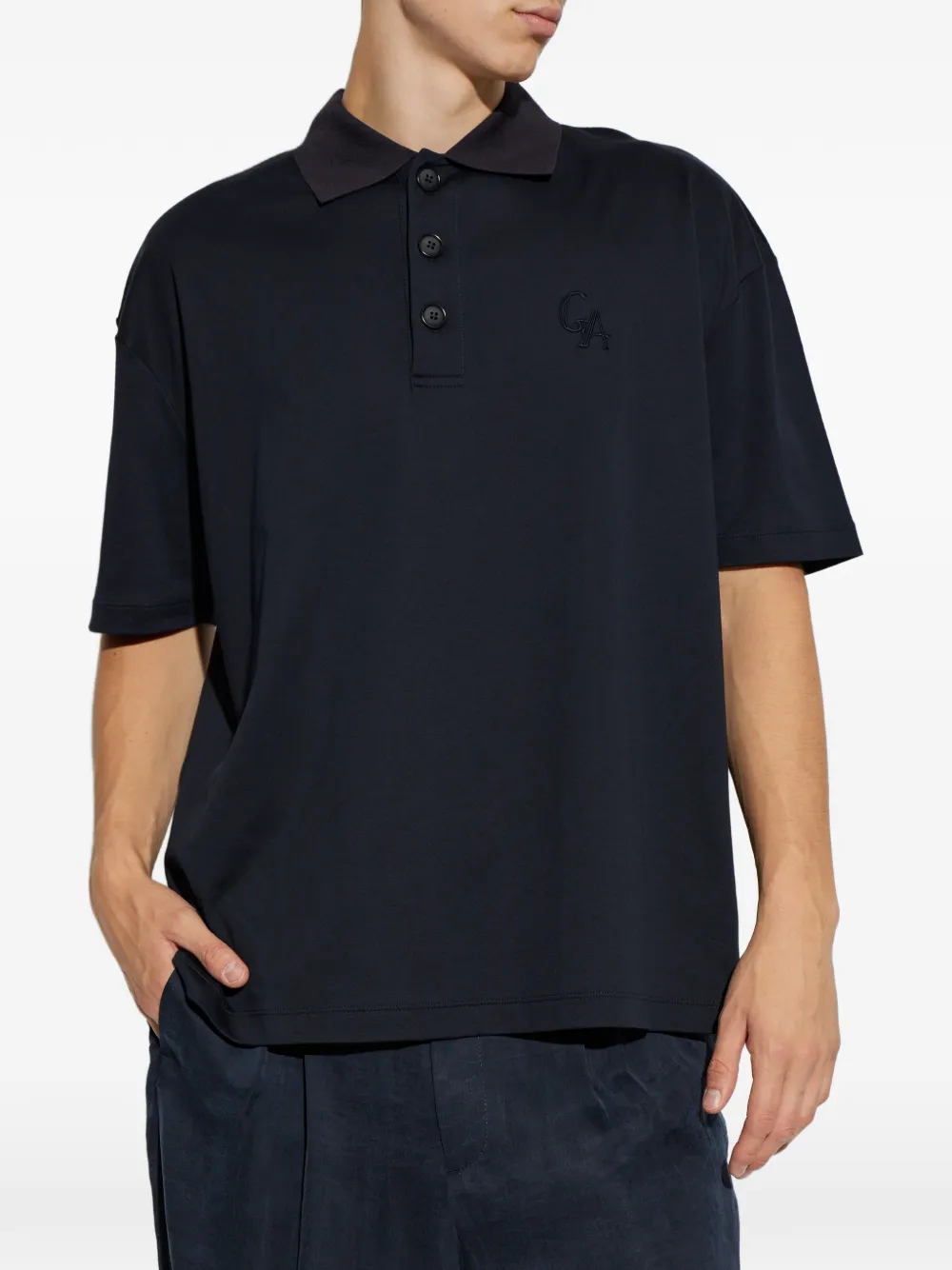 Giorgio Armani Poloshirt met geborduurd logo Blauw