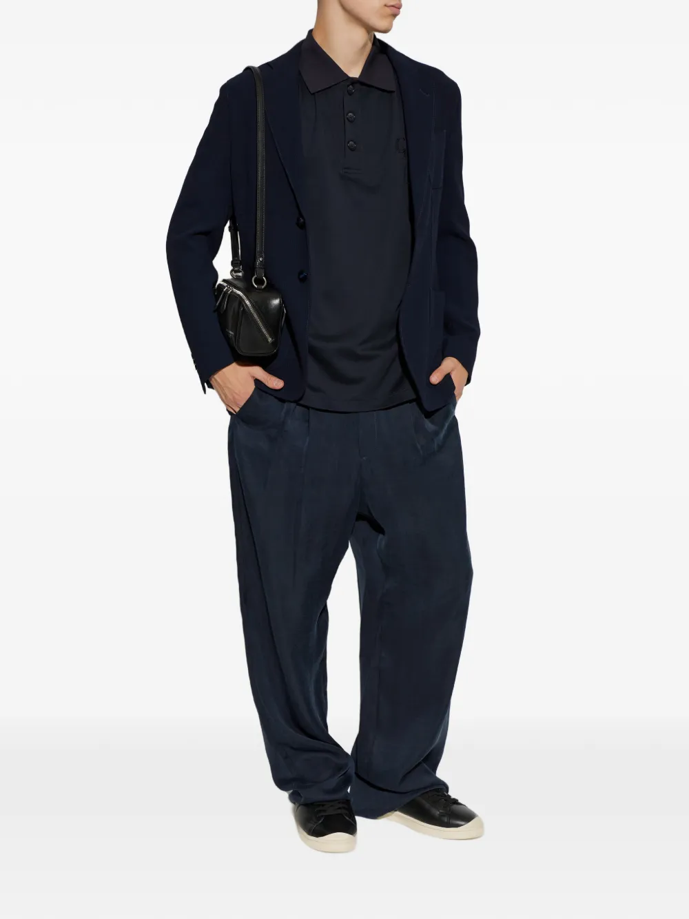 Giorgio Armani Plooibroek met wijde pijpen Blauw