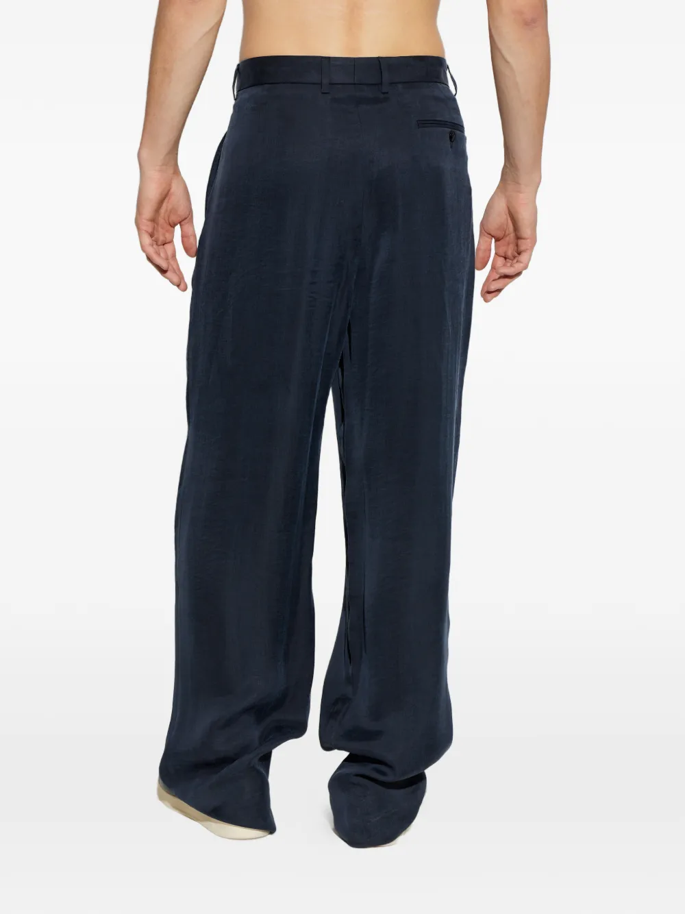 Giorgio Armani Plooibroek met wijde pijpen Blauw