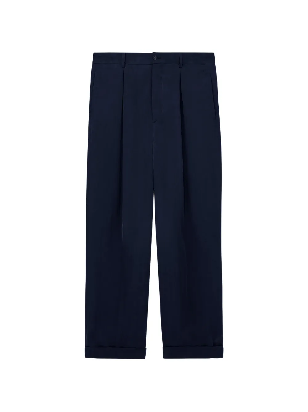 Giorgio Armani Plooibroek met wijde pijpen Blauw