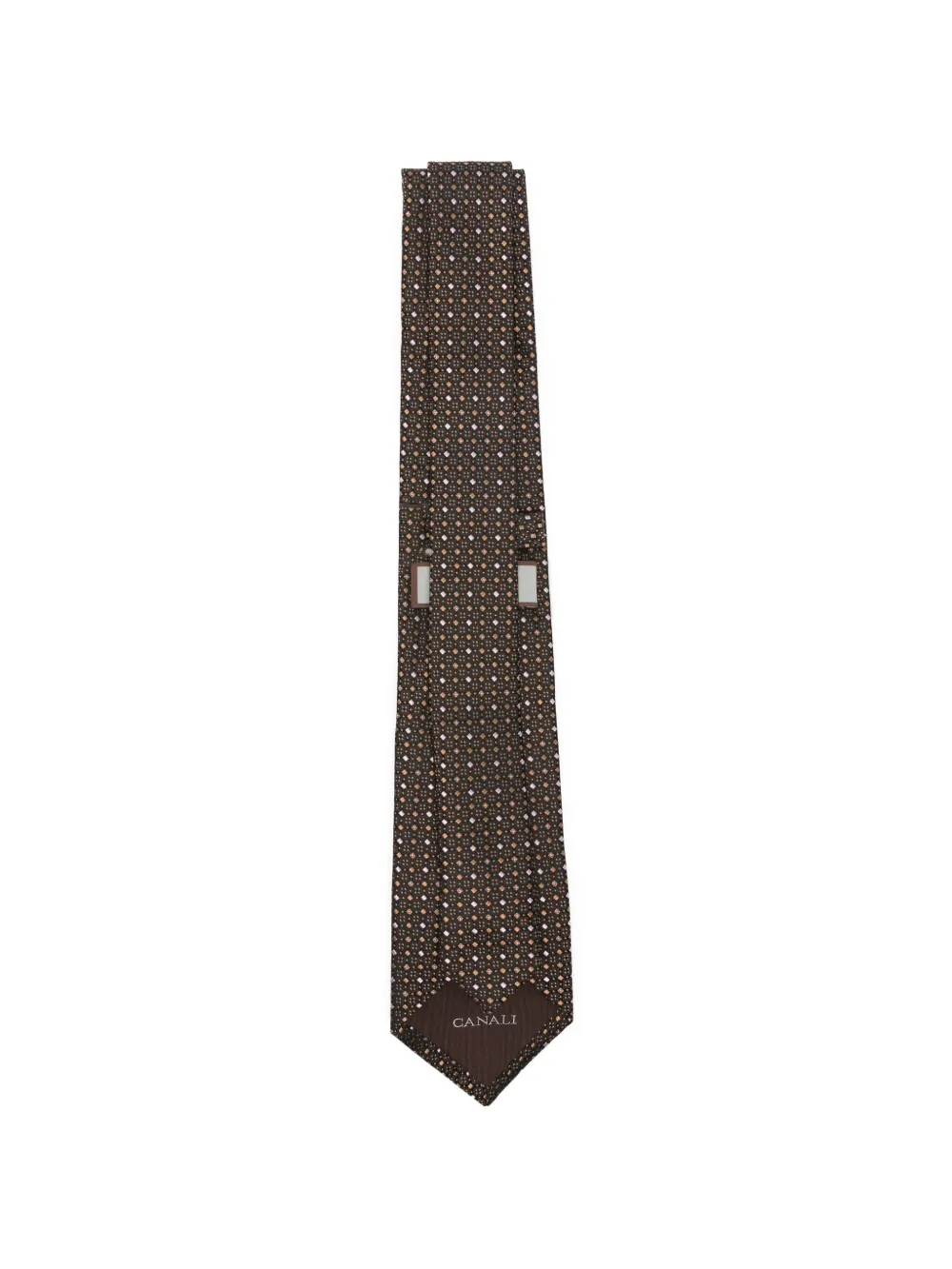 Canali Stropdas met diamantpatroon Bruin