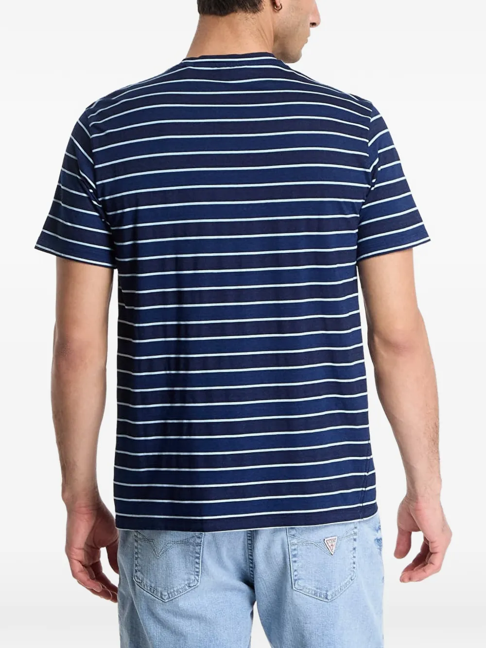 GUESS USA Koszulka w paski gestreept logoprinten T-shirt Blauw