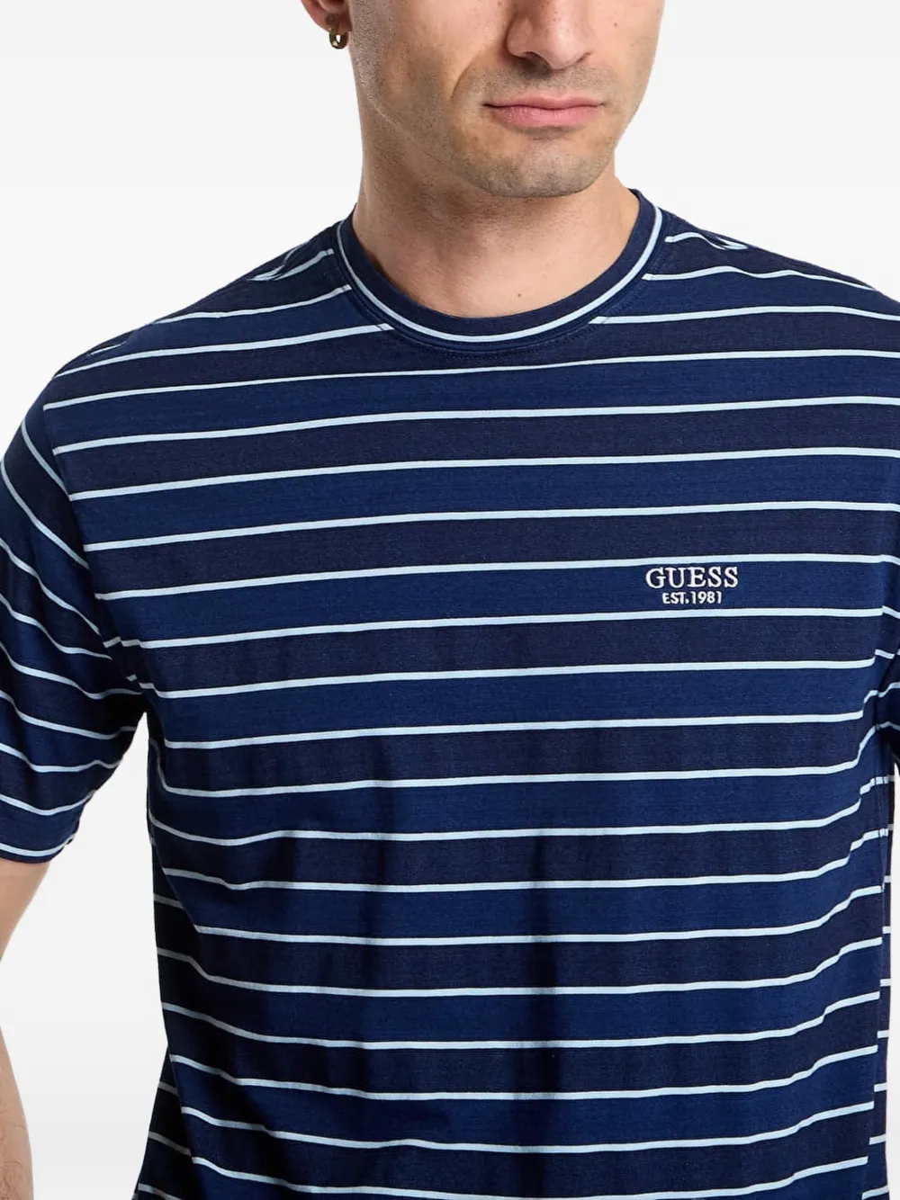 GUESS USA Koszulka w paski gestreept logoprinten T-shirt Blauw