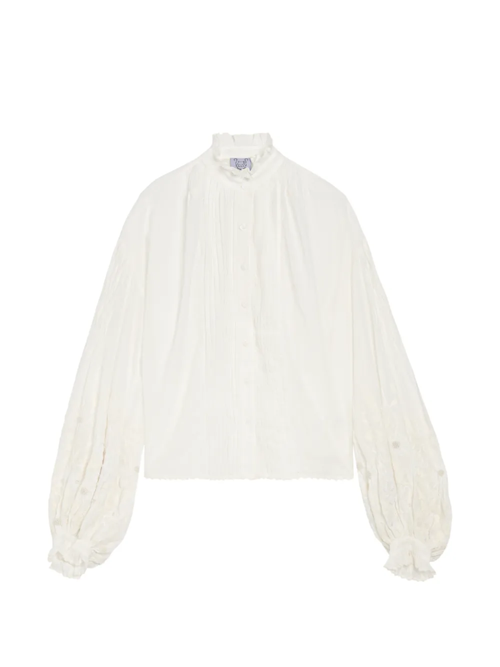 Thierry Colson Slava ruffled embroidered blouse - Bianco