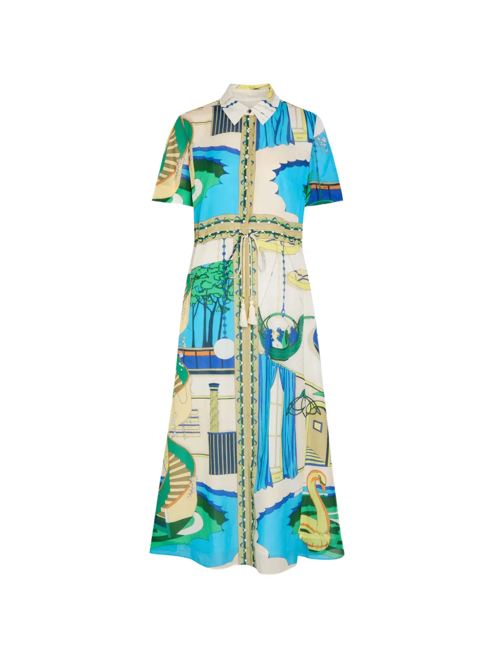 Tory Burch graphic-print midi shirt dress - Toni neutri