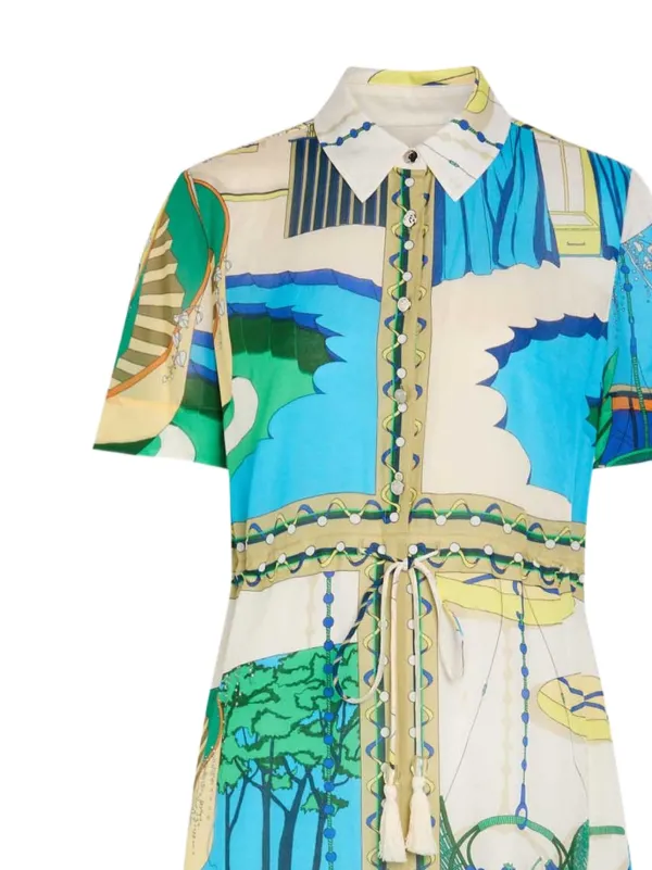 tory burch printed cotton silk dress Women's Voile Shirtdress in The Pool Blue, size M Choose Your Fabric Type:Liverpool 58