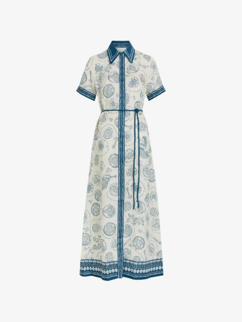 ALEMAIS Lucky belted maxi shirt dress