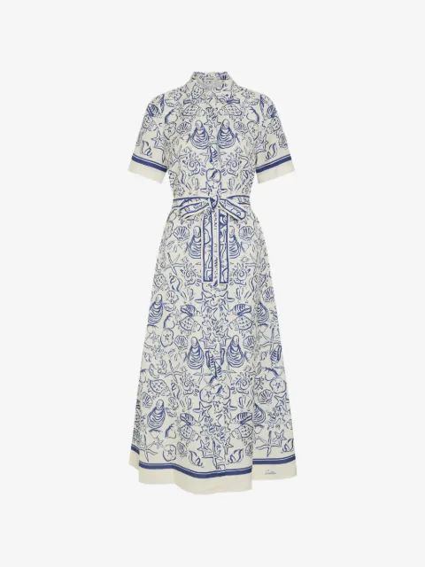 SIMKHAI  Audria seashell-print belted midi dress