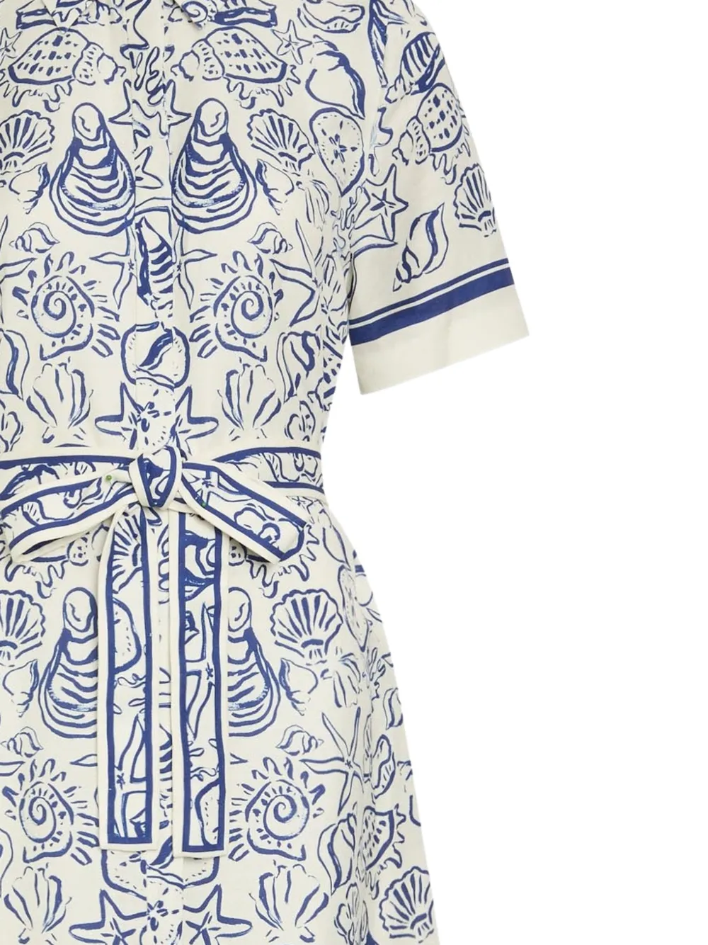 SIMKHAI Audria midi-jurk met ceintuur en schelpenprint Wit