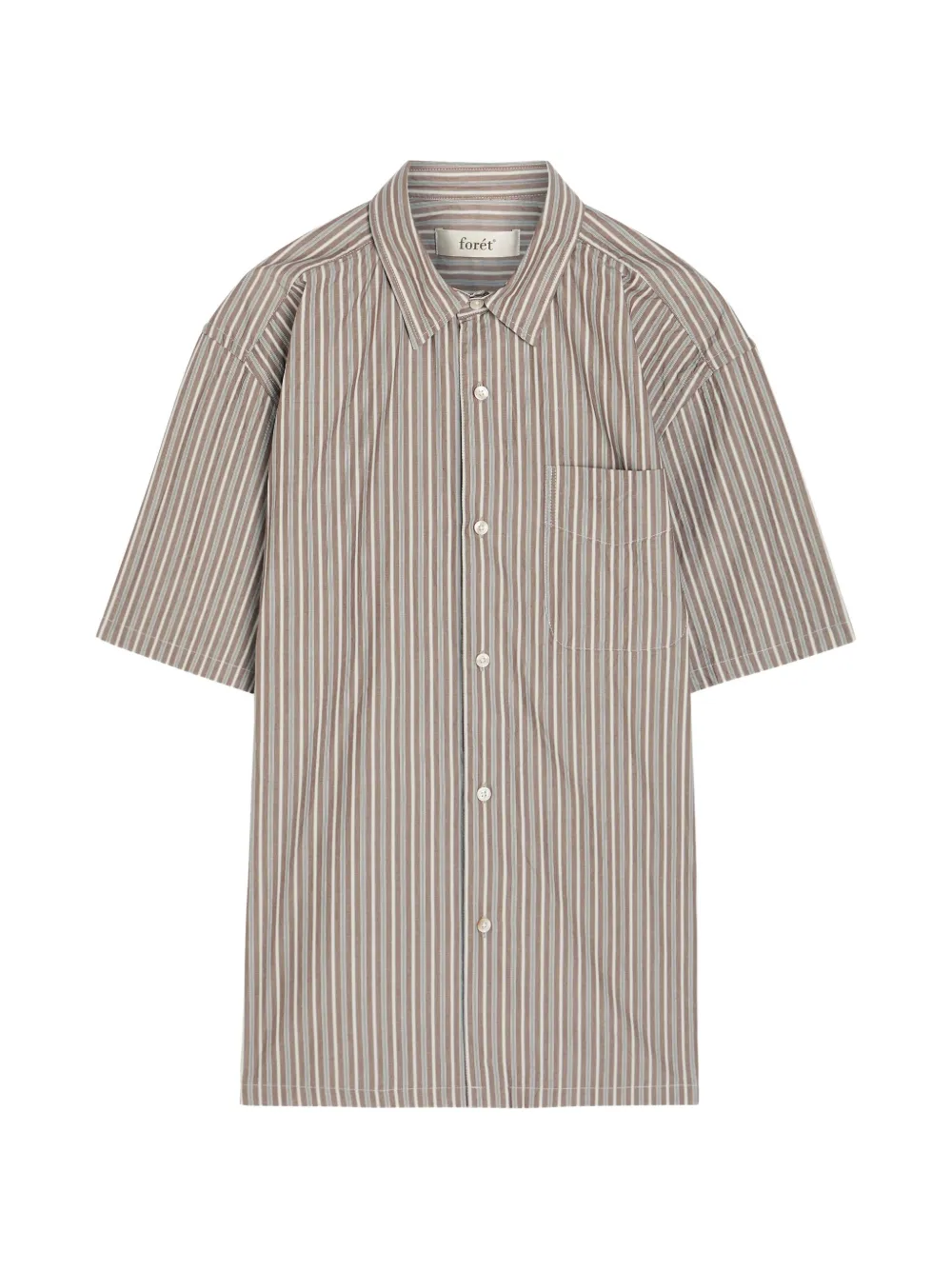 Foret striped short-sleeve shirt - Marrone
