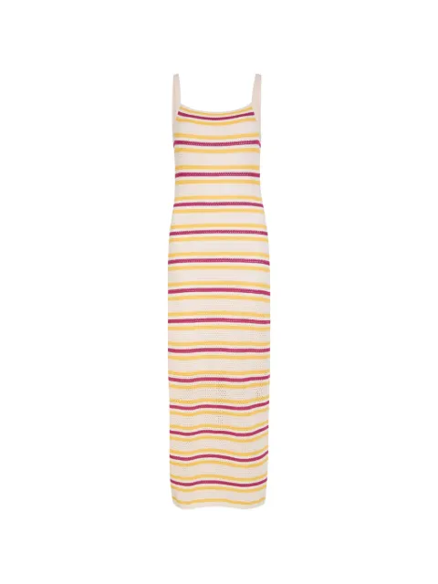 Simkhai vestido midi de tejido calado con motivo de rayas