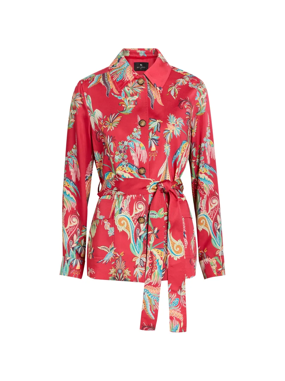 ETRO paisley-print belted fitted jacket - Rosso