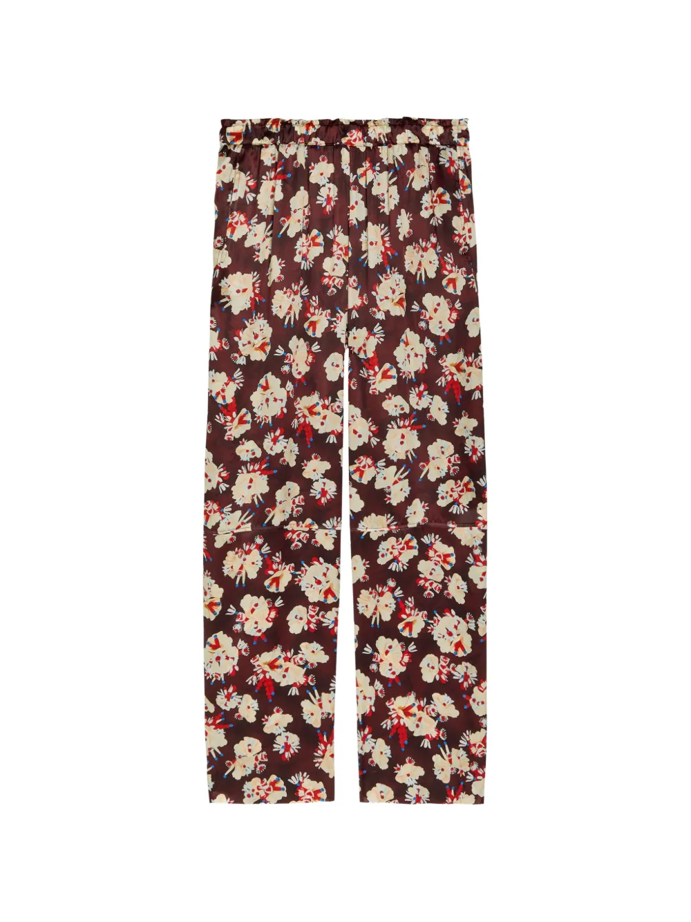 Rabanne floral-print silk trousers - Marrone