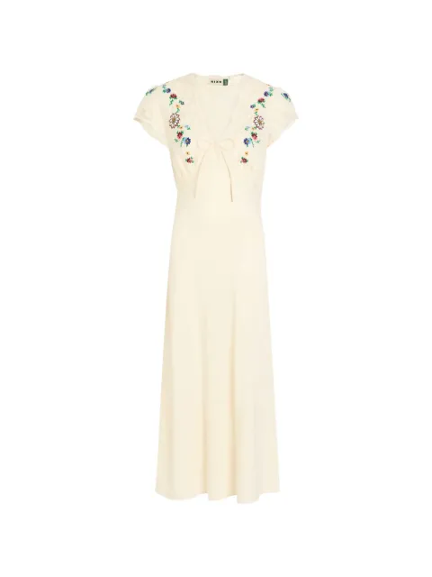 Rixo Amari embroidered lace-trim midi dress