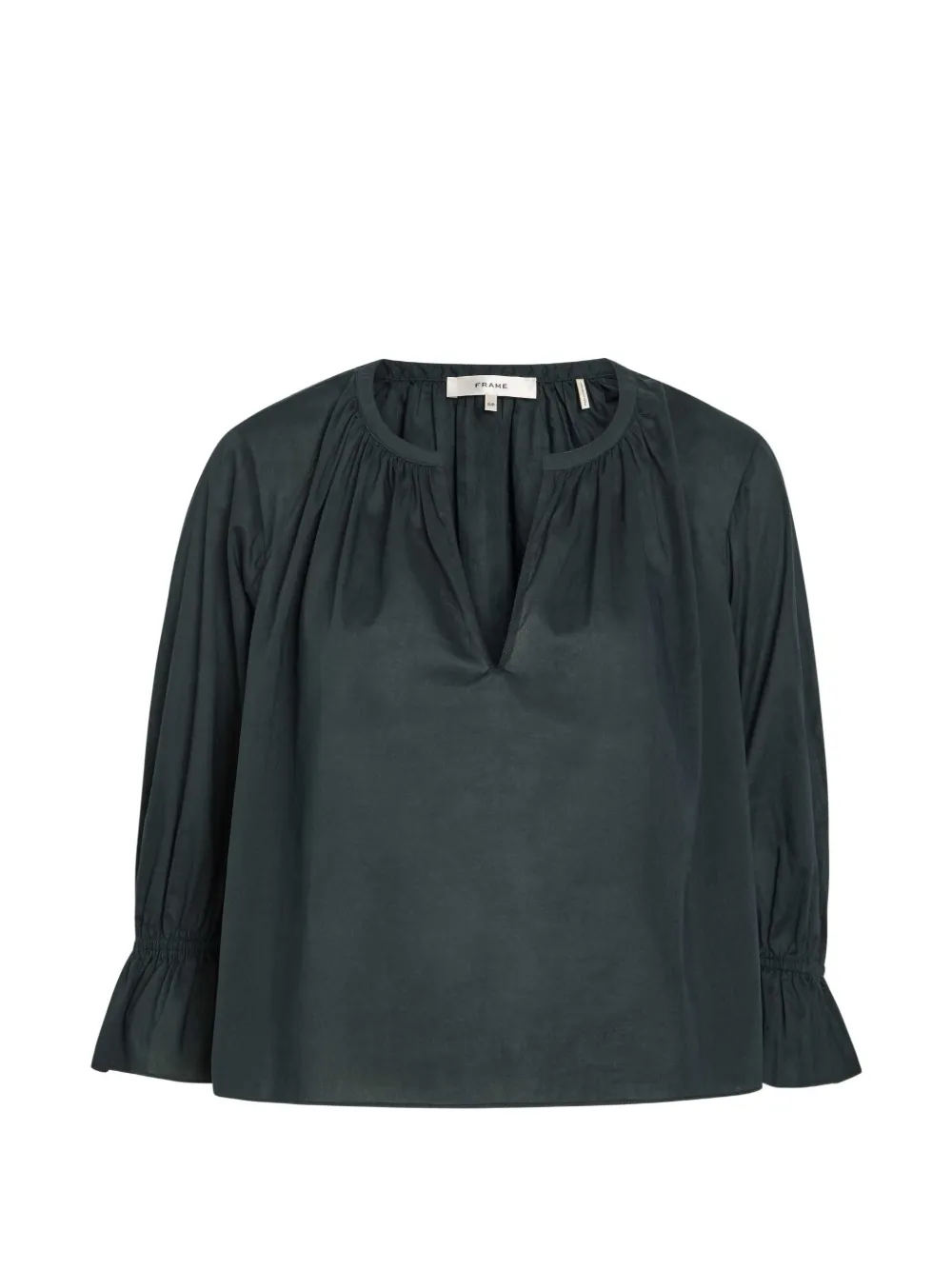 FRAME The Poet gathered ruffled-cuff blouse - Blu