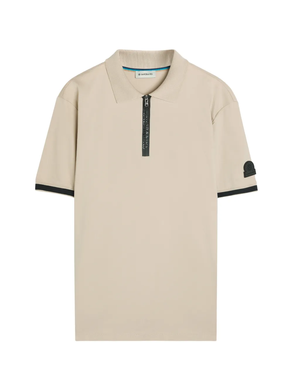 SANDBANKS zip-fastening logo-patch polo shirt - Toni neutri