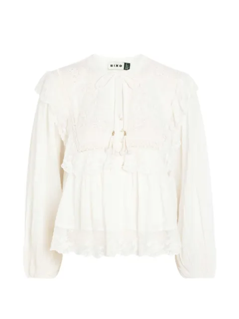 Rixo Lilly embroidered ruffled blouse