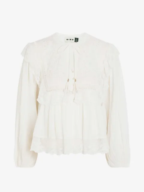 Rixo Lilly blouse met borduurwerk en ruches