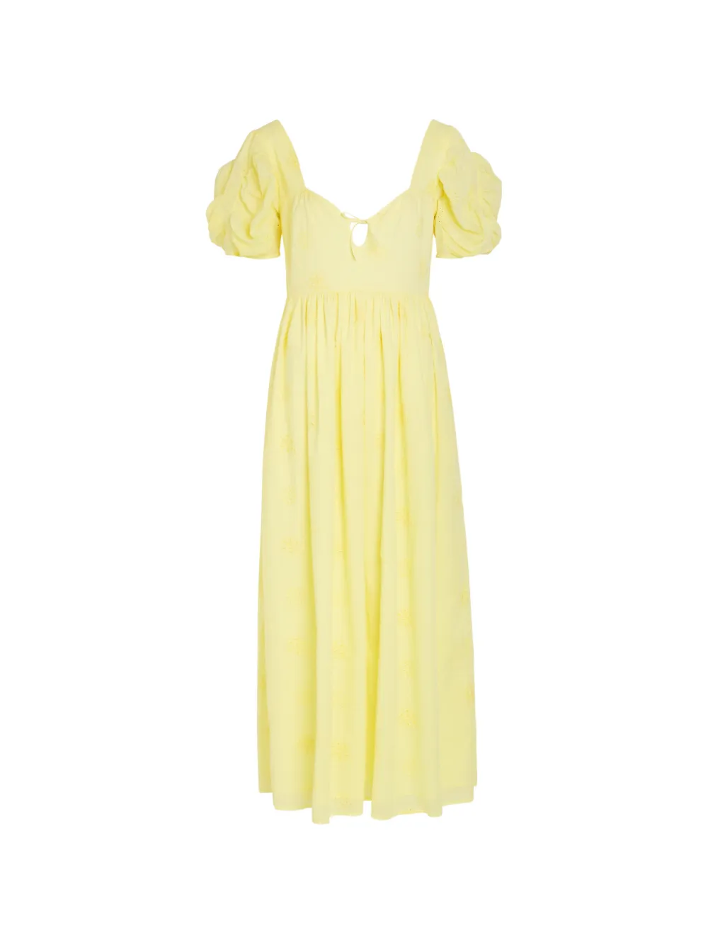 Thierry Colson Calliope broderie-anglaise puffed-sleeved midi dress - Giallo