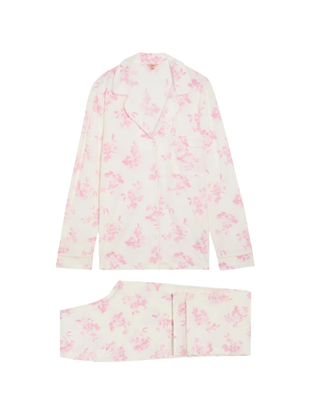 Eberjey Gisele floral-print piping-detail set - Nude